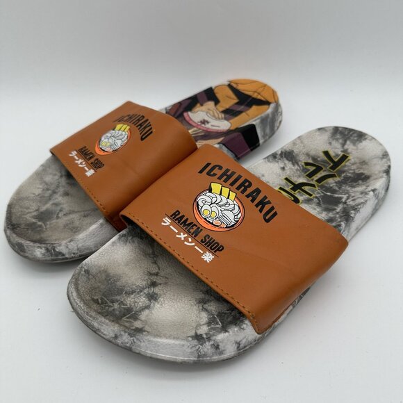 Ichiraku Ramen Shop Naruto Slide Sandals Mens Size 8 Orange Gray Anime-Inspired - Picture 1 of 8